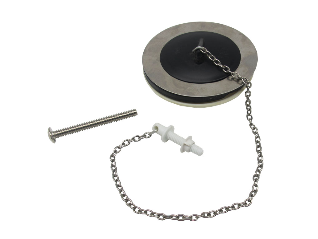 1-1/2" x 85mm Flange Sink Waste with 12"(L) S/S Chain & ,Plastic Plug & Stay (Brass)