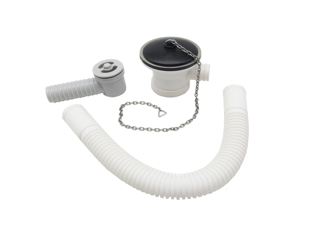 1-1/2" Sink Waste with 12"(L) S/S Chain, Plastic Plug & Overflow