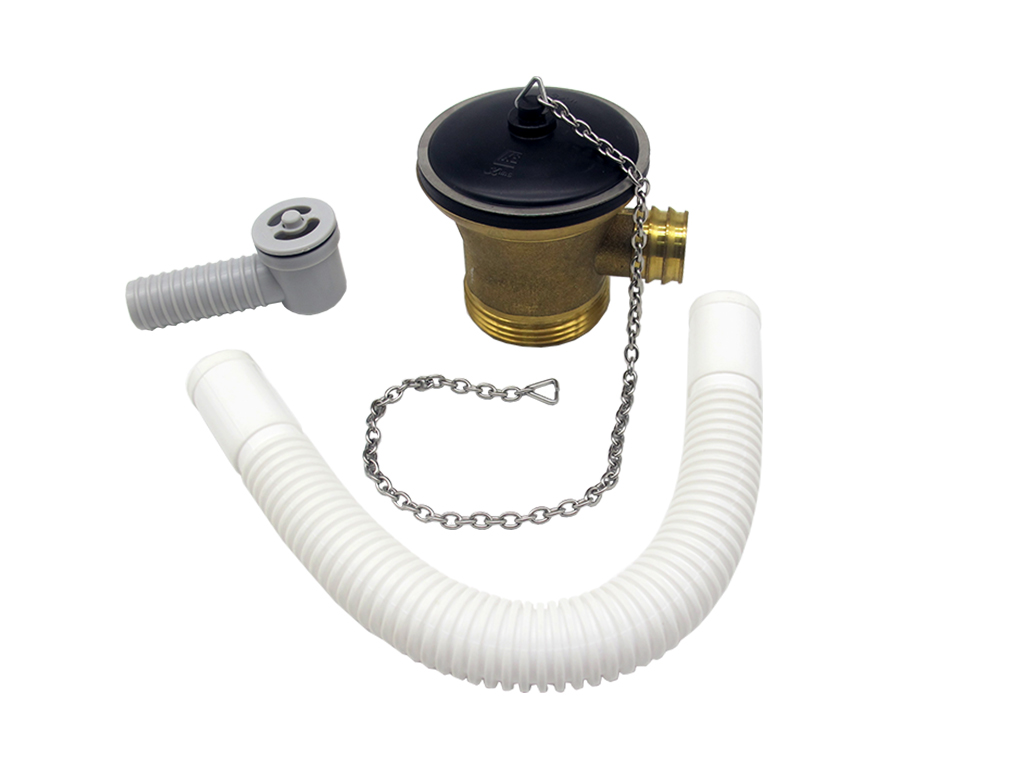 1-1/2"  Sink Waste with 12"(L) Stainless Steel Chain ,Plastic Plug & Stay (Brass)