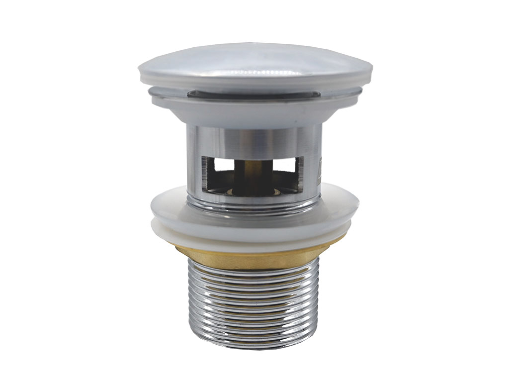 1-1/4" x 3"(H) 70mm Flange Chrome Plated Brass Pushdown Slotted Basin Drain