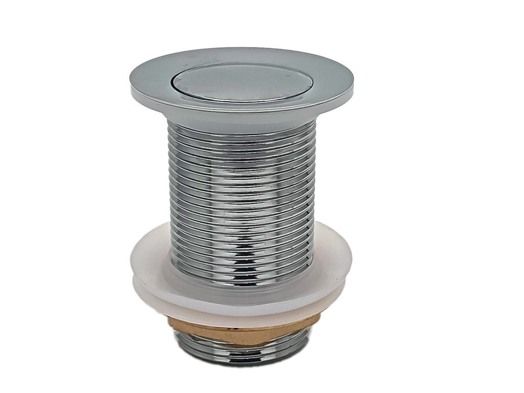 1-1/4" x 3"(H) 60mm Flange Heavy Duty Chrome Plated Brass Pushdown Basin Drain