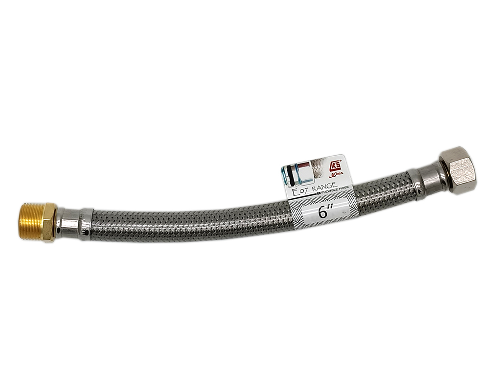 3/8" x 3/8" x 6"  內外牙包膠不銹鋼軟喉 (E07 Range)