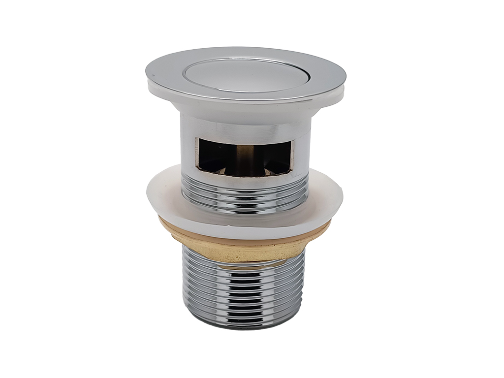 1-1/4" x 3"(H) 60mm Flange Heavy Duty Chrome Plated Brass Pushdown Basin Drain