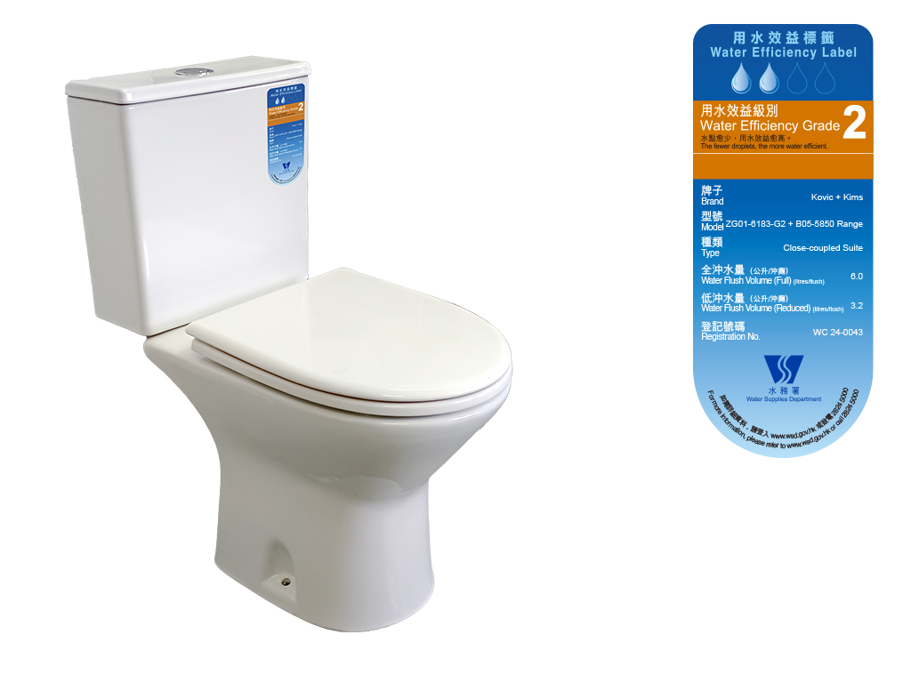 Vitreous China Close-Couple Toilet with Tank Fittings