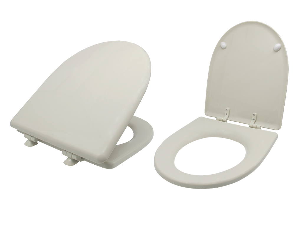 Plastic Toilet Seat with Fixing Hinges (Bone)