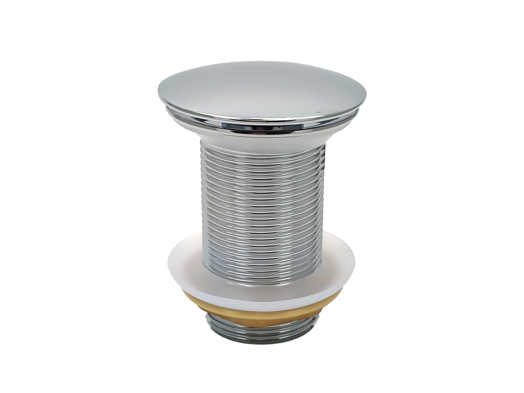 1-1/4" x 3"(H) 70mm Flange Chrome Plated Brass Pushdown Unslotted Basin Drain