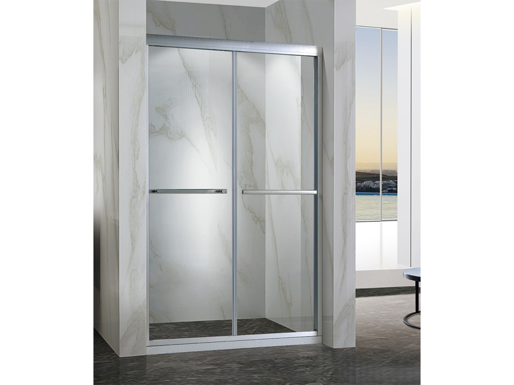 Aqua Shower PC-020 Aluminum Sliding Shower Doors( Shiny Silver)