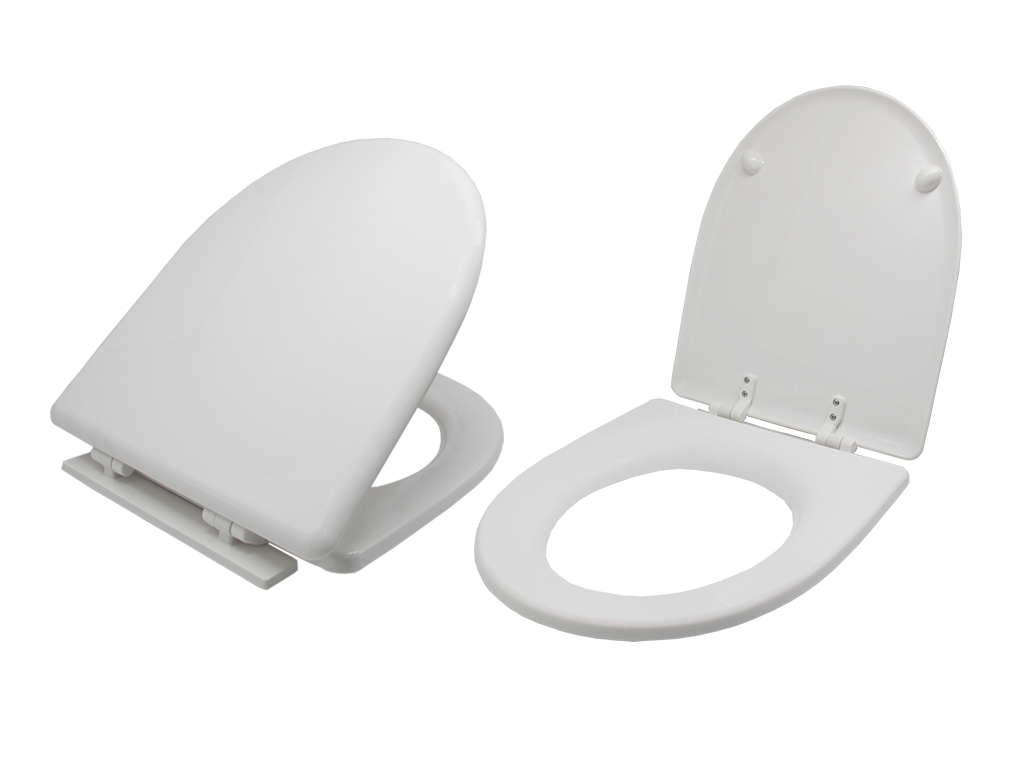 Plastic Toilet Seat with Adjustable Hinges (White)