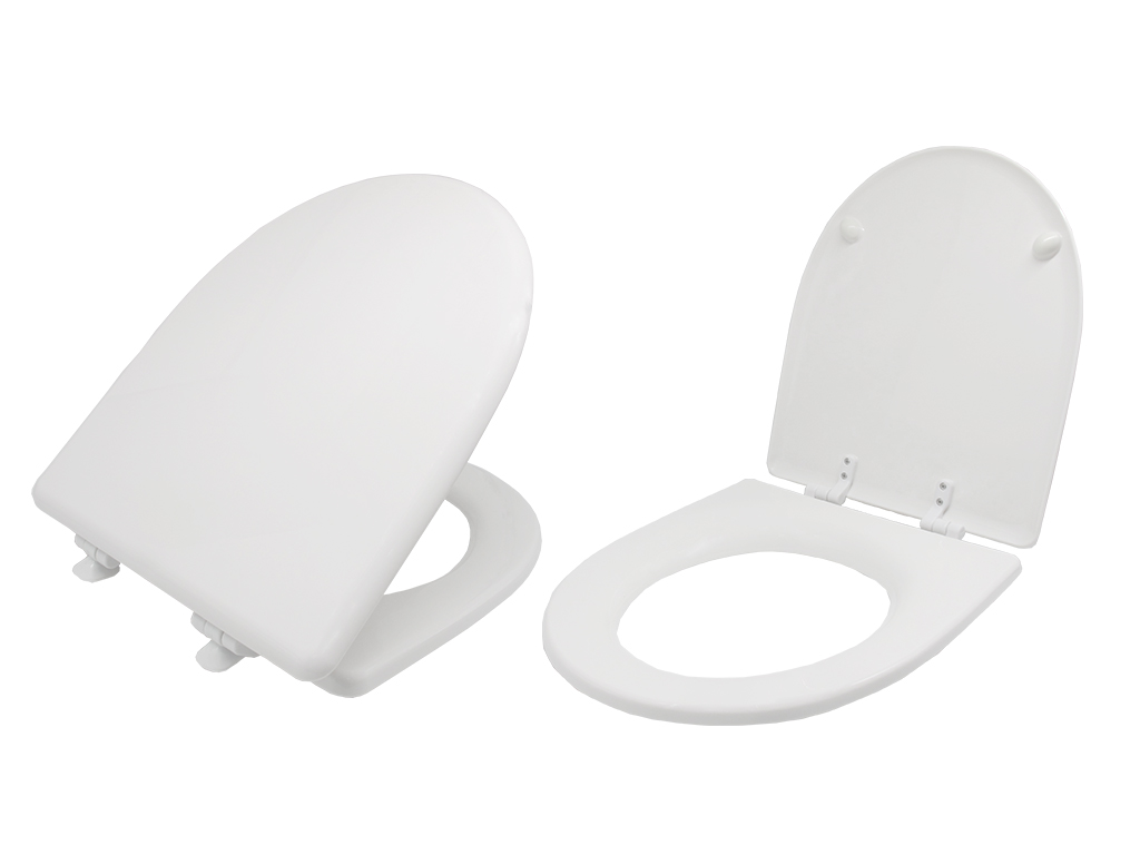 Plastic Toilet Seat with Fixing Hinges (White)