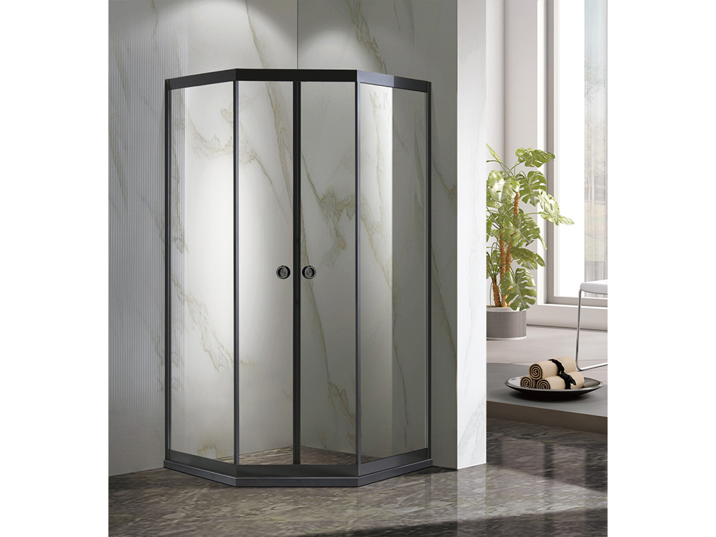 Aqua Shower NA-030 Stainless Steel Diamond-shaped Sliding Shower Doors( Mirror steel)