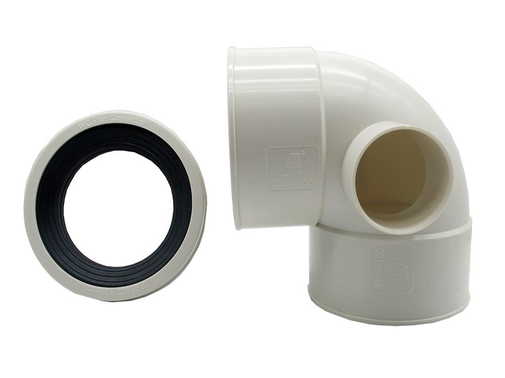 100 mm x 4" Elbow W.C. Pan Connector with Vent Pipe