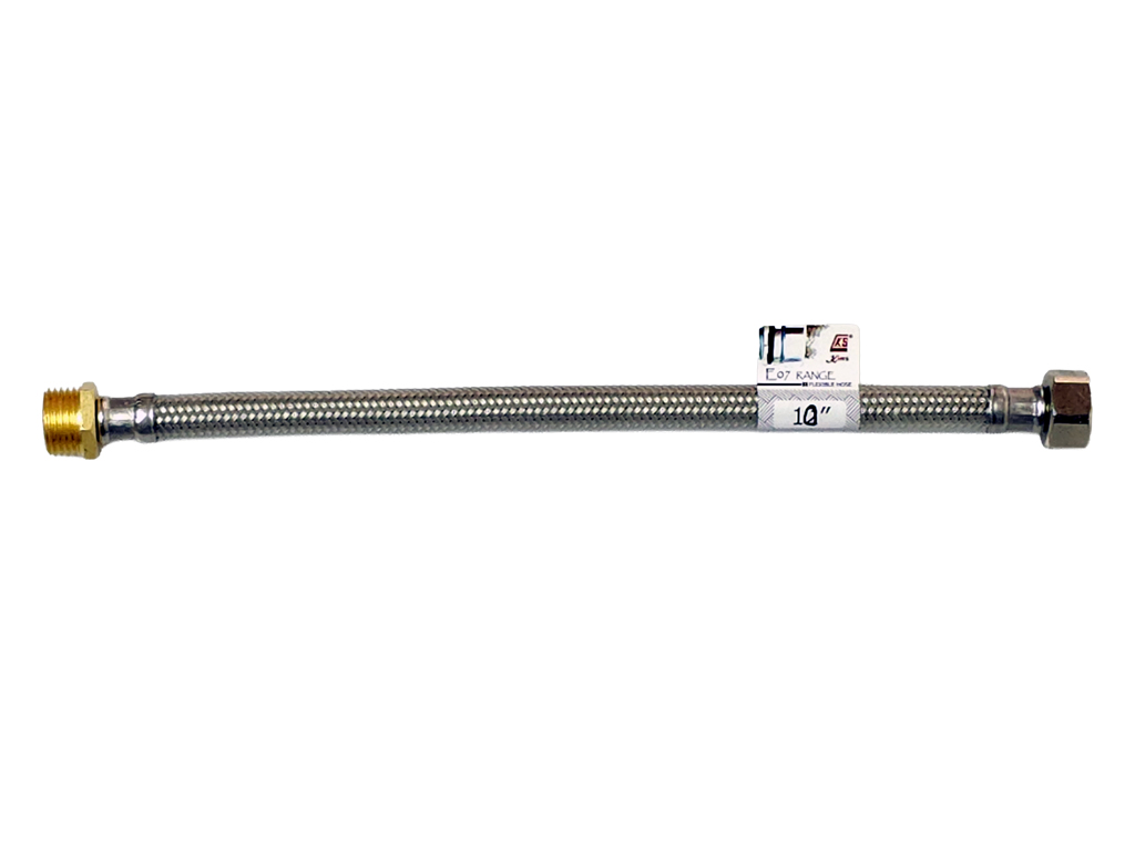 1/2" x 1/2" x 10" 內外牙包膠不銹鋼軟喉 (E07 Range)