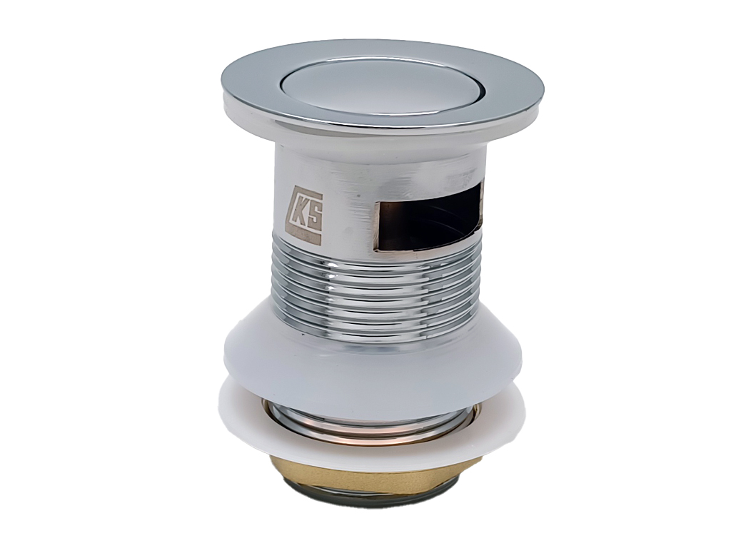 1-1/4" x 3"(H) 60mm Flange Chrome Plated Brass Pushdown Slotted Basin Drain